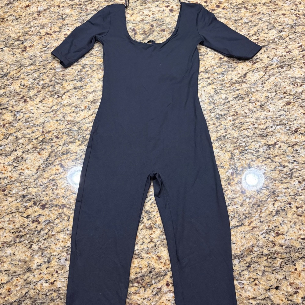 NEW Zara Women Black Short Sleeve Scoop Neck Jumpsuit Size S ws